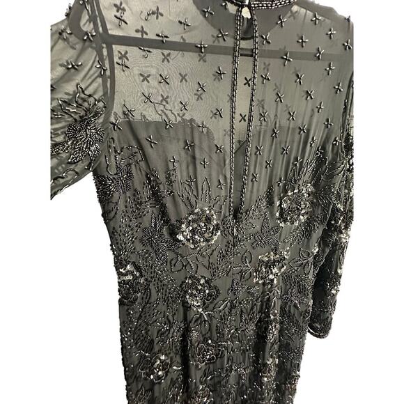 Vintage Black Tie Oleg Cassini black beaded classic timeless cocktail dress sz 8 - Picture 4 of 16